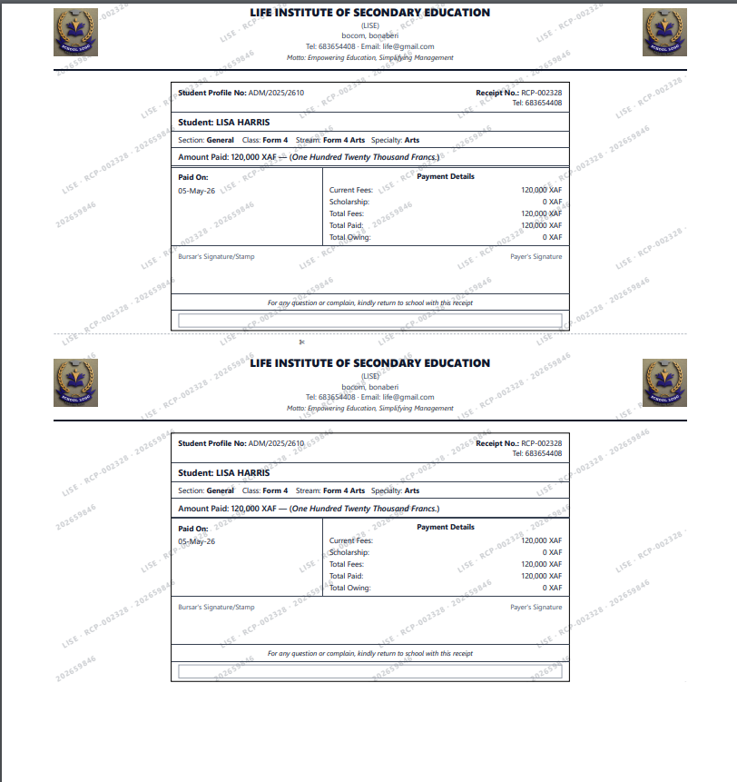 Recording a fee payment